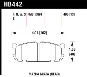 Mazda Miata Brake Pads - Rear - Hawk Performance - DTC-30 - `01-`02